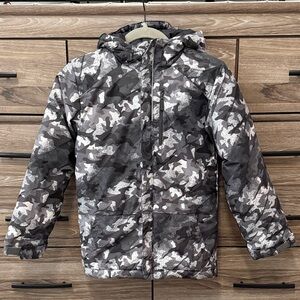 Columbia Lightning Lift Snow Jacket Size Medium Black/Grey Camo